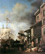 SCOTT, Samuel A Thames Wharf ef Spain oil painting artist